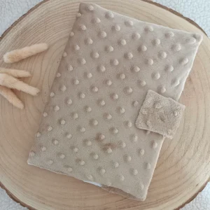 Protège carnet de santé minky marron - personnalisable -