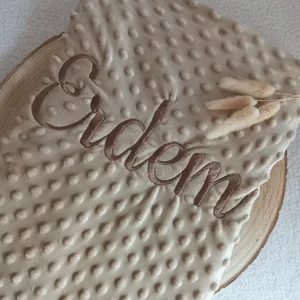 Couverture minky marron - personnalisable -