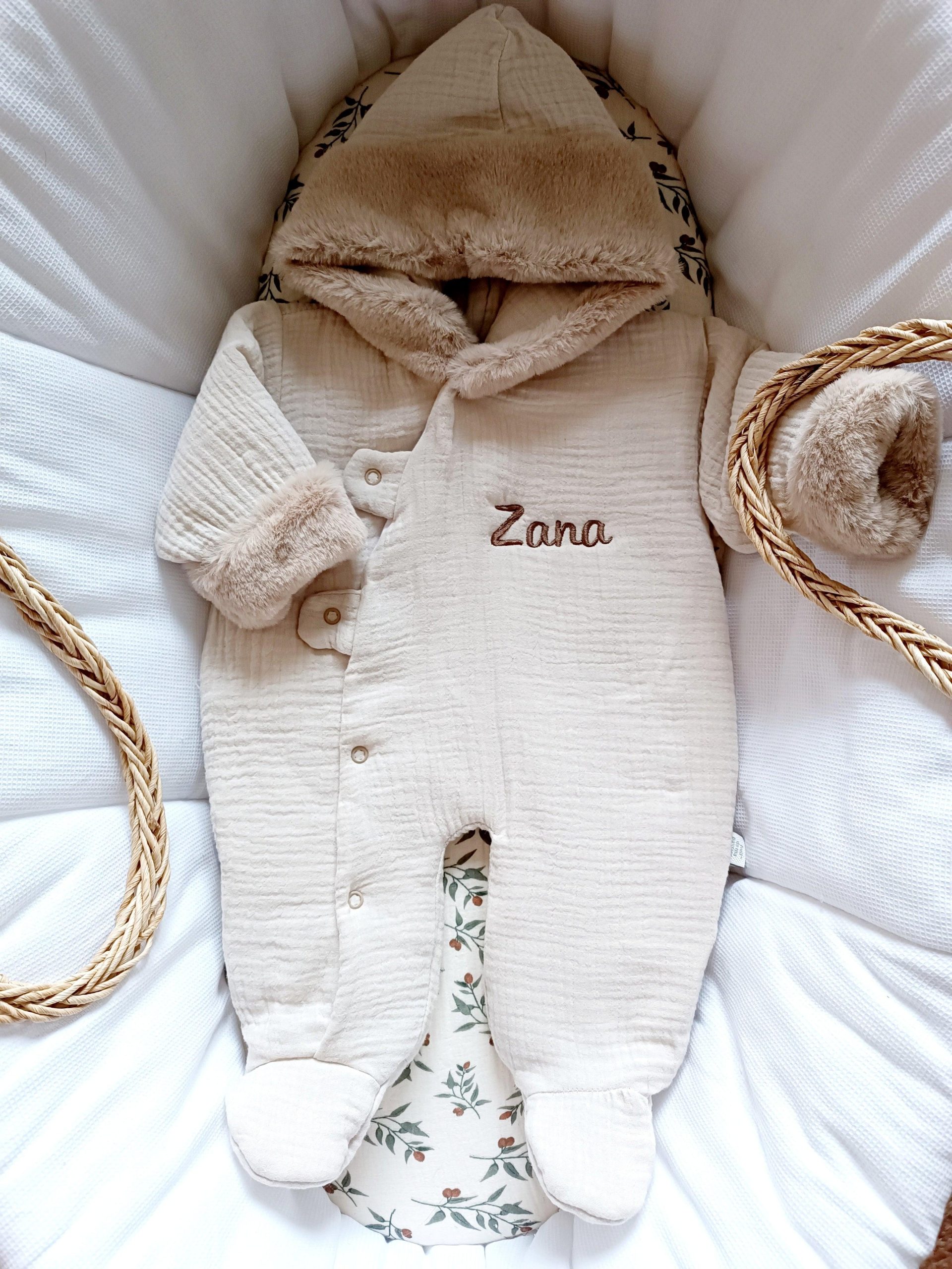 Combinaison pilote en gaze de coton fourrure beige - personnalisable - plusieurs tailles - – Image 5