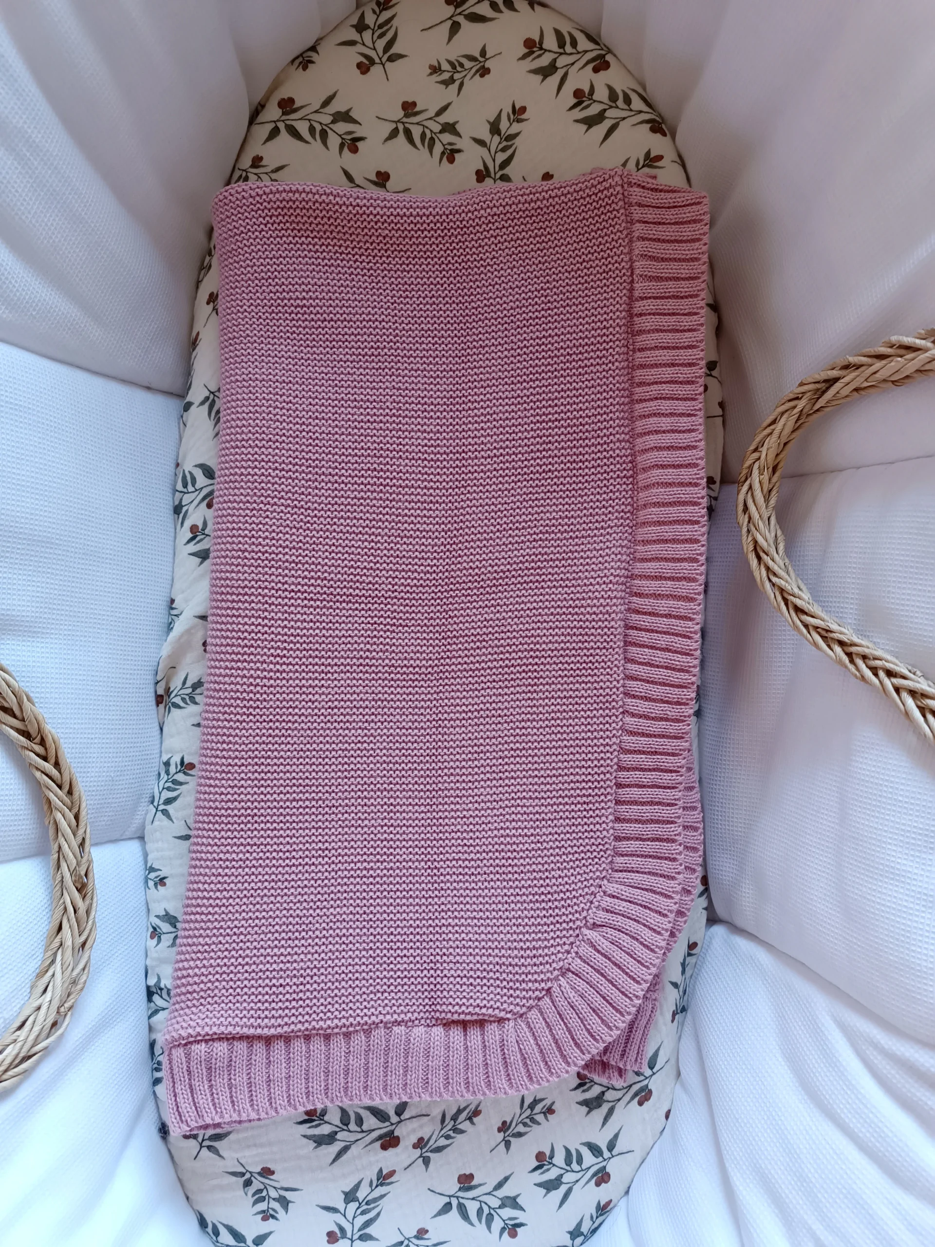 Couverture en maille vieux rose - personnalisable - – Image 2