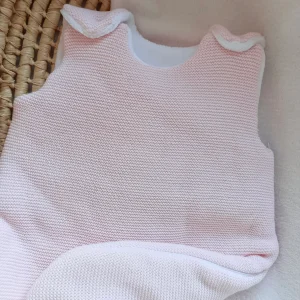 Gigoteuse molletonée en maille rose et polaire blanc - personnalisable -