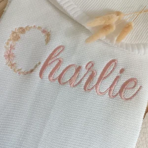 Couverture en maille blanc - personnalisable -