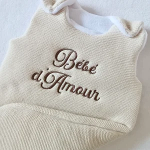 Gigoteuse molletonée en maille beige et polaire blanc - personnalisable -
