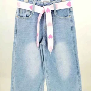 Jeans coupe large ceinture cœur