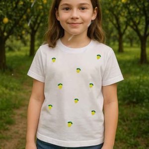 T shirt citron brodé