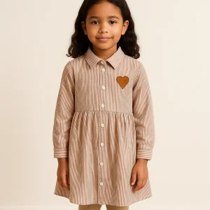 Robe chemise cœur rayée