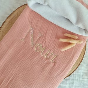 Couverture en gaze de coton et polaire terracota