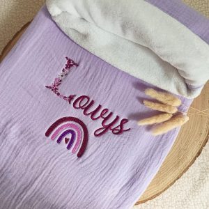 Couverture en gaze de coton et polaire Lila - personnalisable -