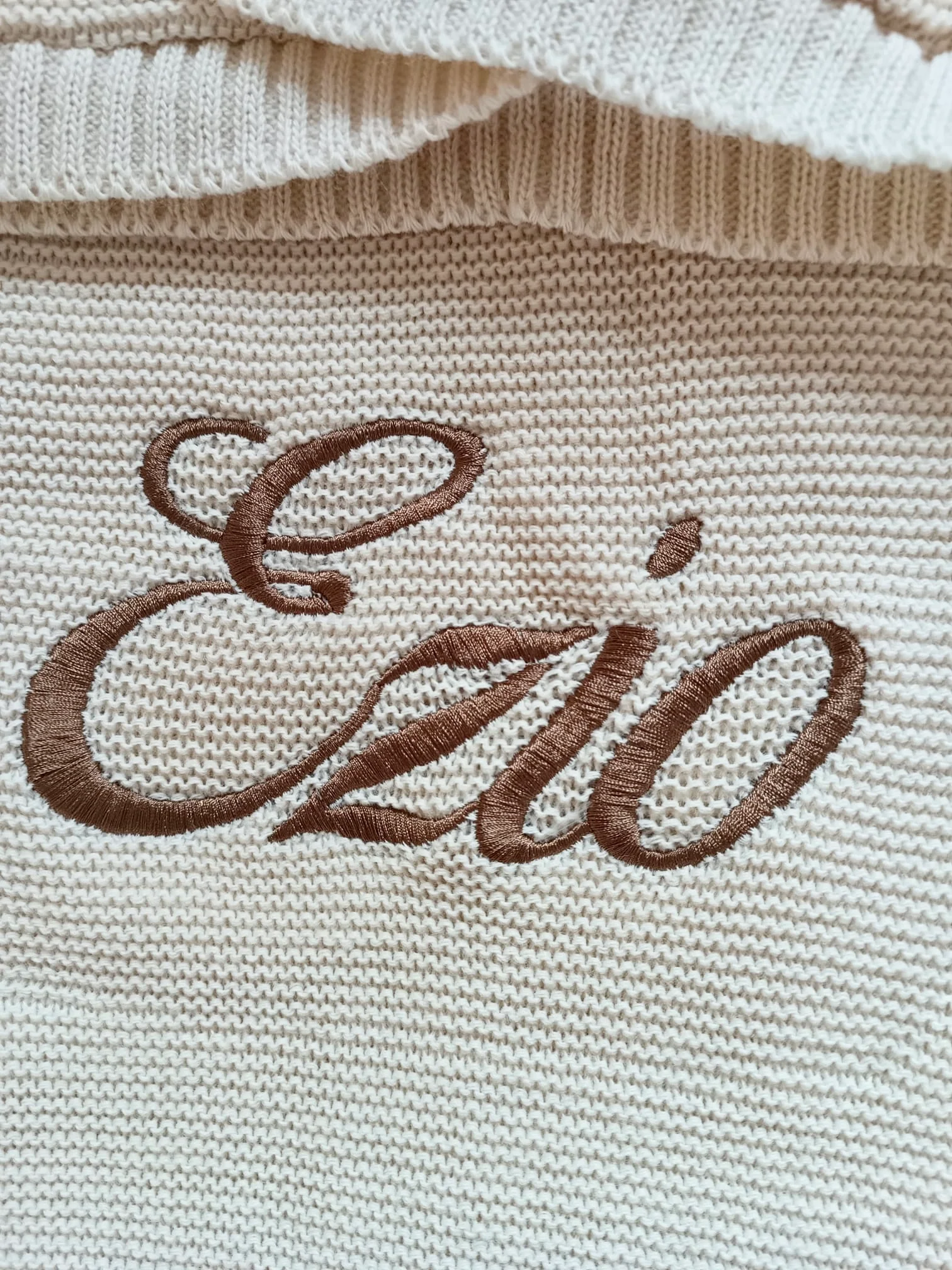 Couverture en maille beige - personnalisable - – Image 2