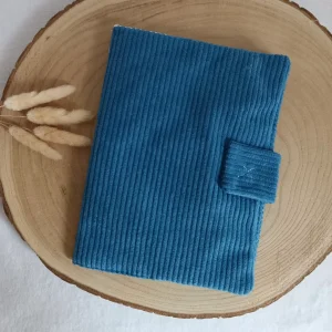 Protège carnet de santé velours bleu marine - personnalisable -