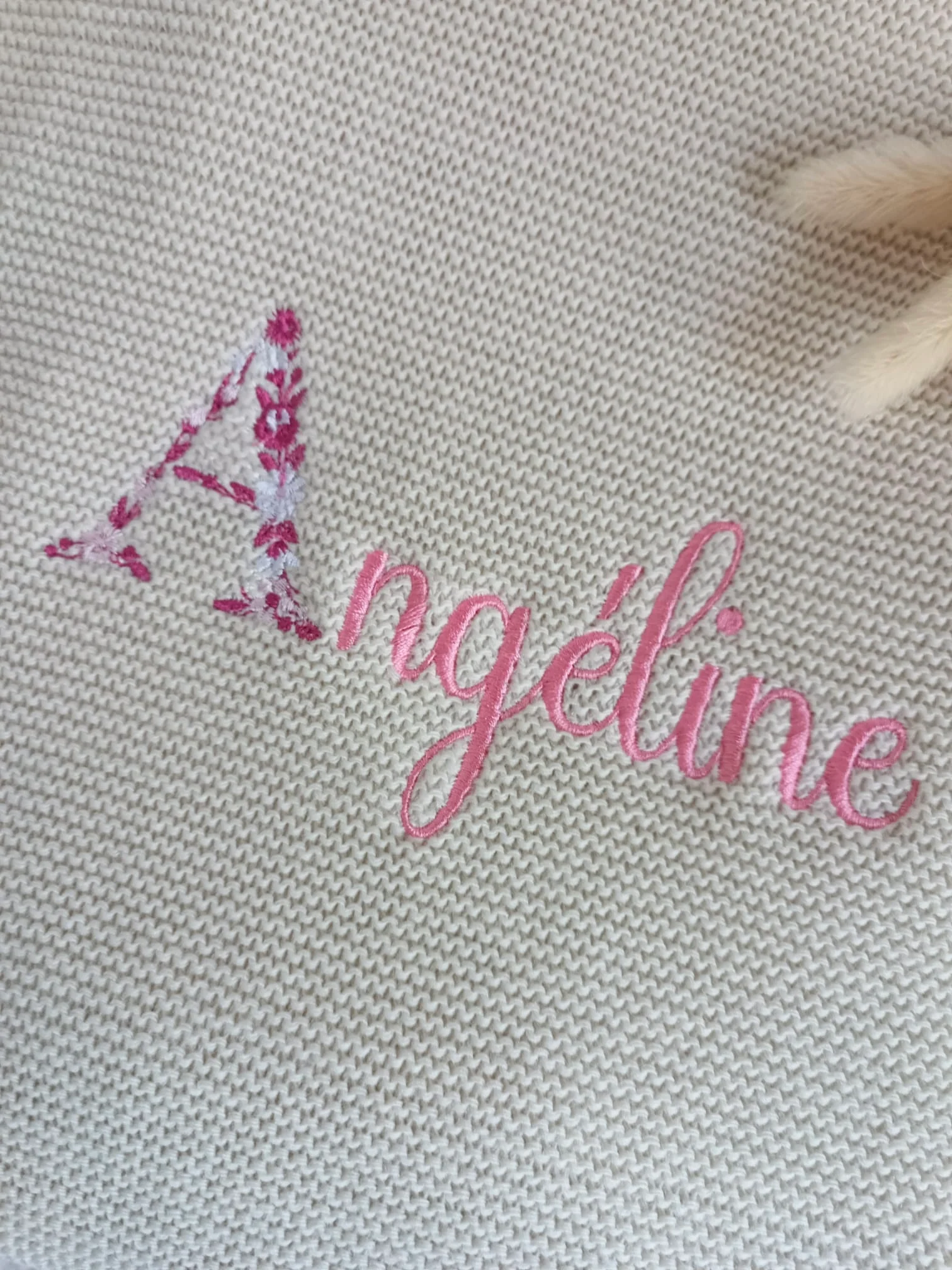 Couverture en maille beige - personnalisable - – Image 4