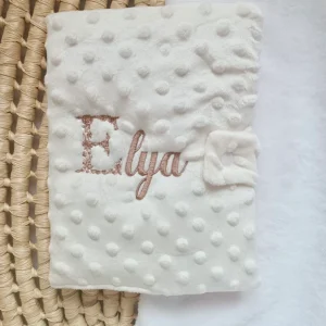 Protège carnet de santé minky crème- personnalisable -