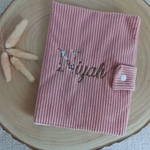 Protège carnet de santé velours terracotta - personnalisable -