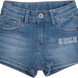Short en jean fille Interdit de me gronder Kama Marine