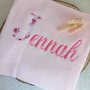 Couverture en maille rose - personnalisable -