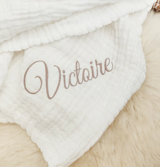 Couverture gaze de coton blanc personnalisée