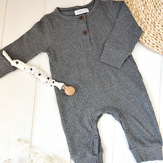 Pyjama gris côtelé personnalisé – Image 2