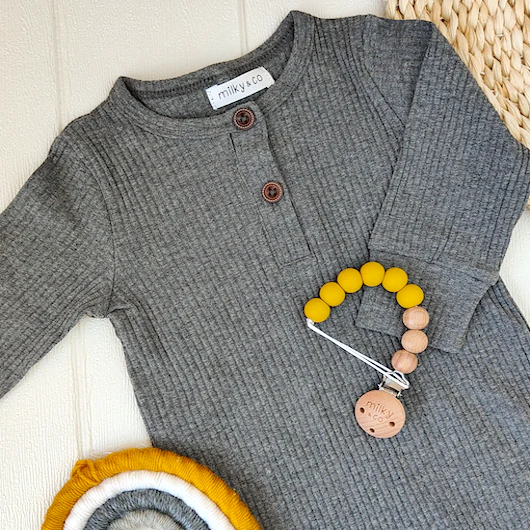 Pyjama gris côtelé personnalisé – Image 3