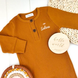Pyjama rouille côtelé personnalisé