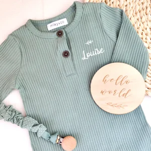 Pyjama menthe côtelé personnalisé