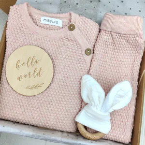 Coffret ensemble maille rose *