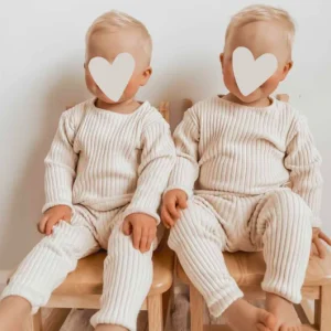 Ensemble côtelé ivoire personnalisable