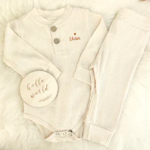 Ensemble body côtelé ivoire