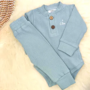 Ensemble body côtelé bleu
