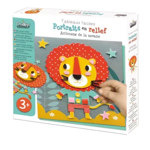 Coffret créatif pour enfants, Portraits en relief "Animaux de la savane"