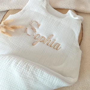 Gigoteuse molletonée en gaze de coton blanc