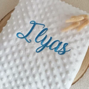 Couverture en minky blanche - personnalisable -