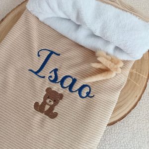 Couverture velours beige et polaire blanc - personnalisable -