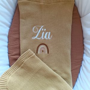 Couverture en maille camel - personnalisable -