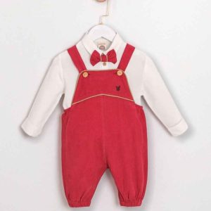 Ensemble bébé garçon salopette rouge