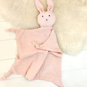Doudou lange lapin rose