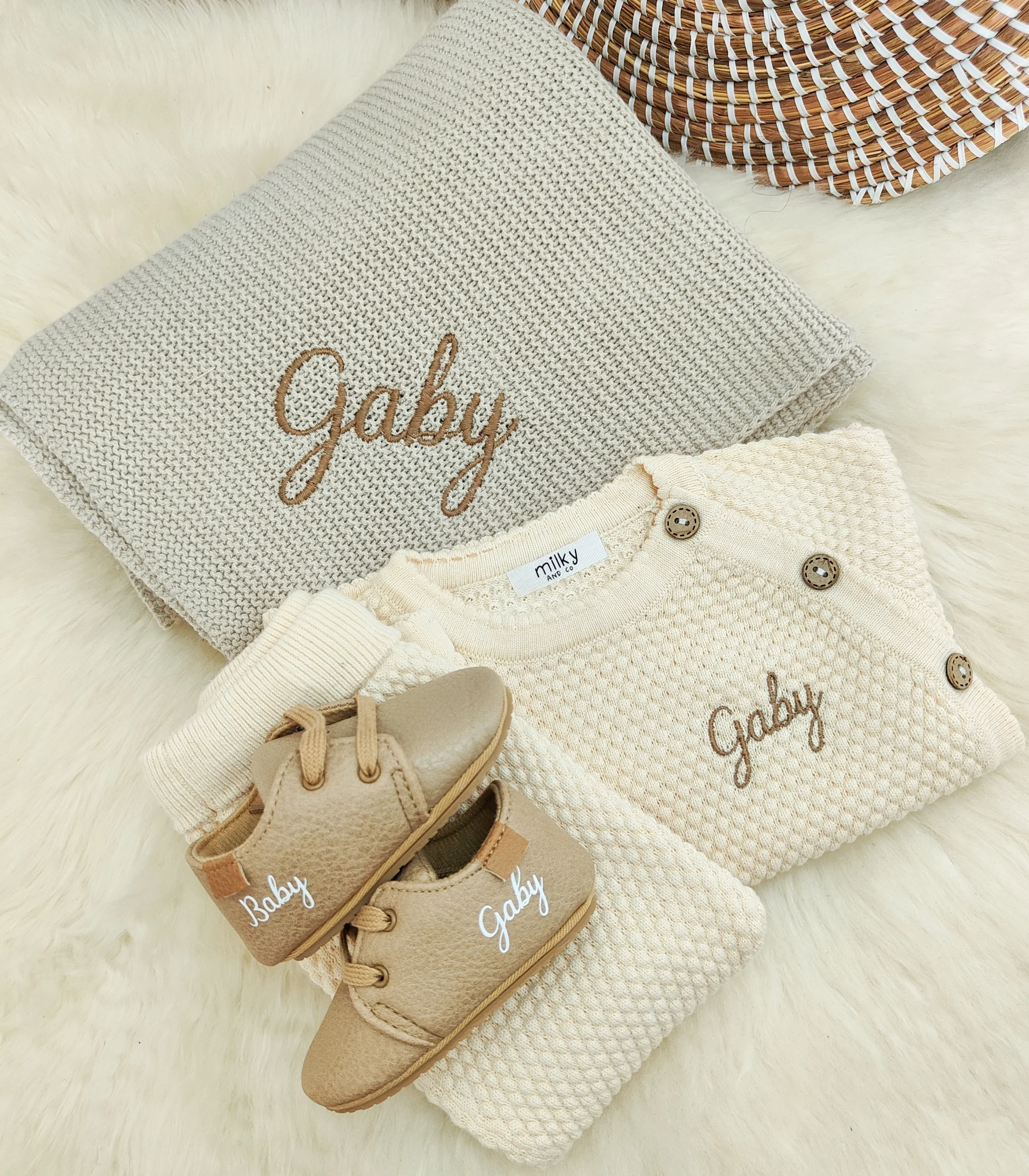 Couverture maille nougat – Image 3