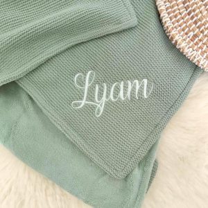 Couverture maille polaire vert