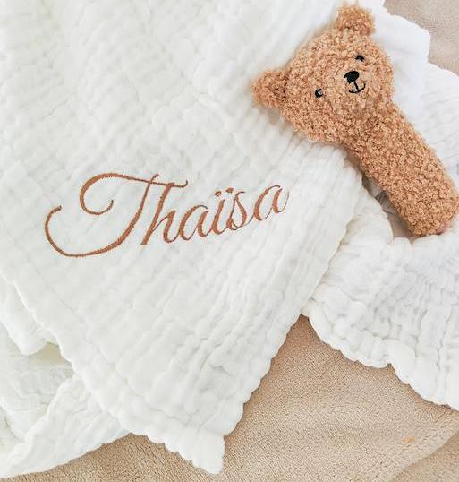 Couverture gaze de coton blanc personnalisée – Image 2