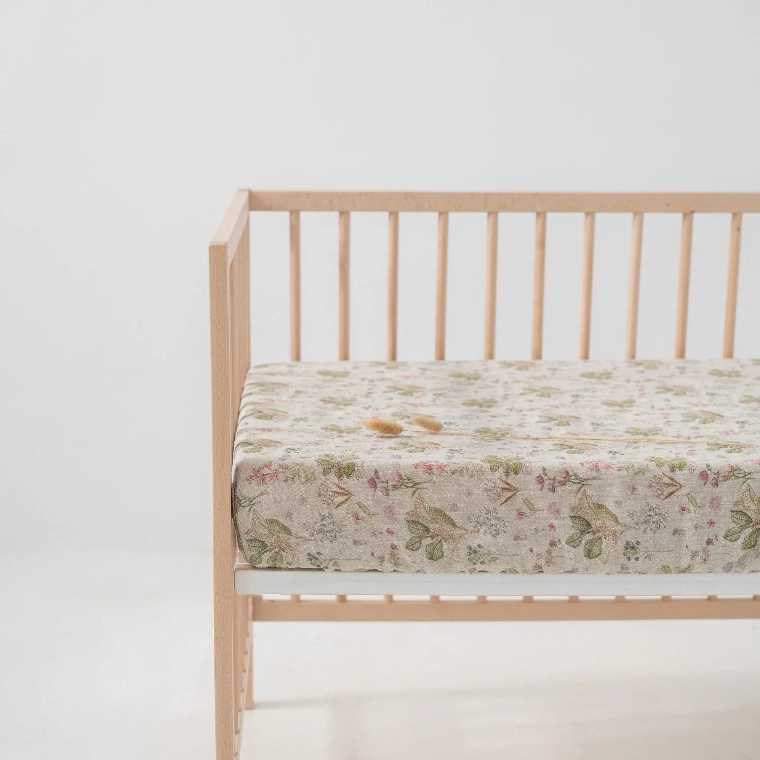 Drap-housse enfant en lin lavé – Feuillage – Image 2