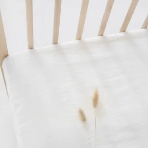 Drap-housse enfant en lin lavé – Blanc