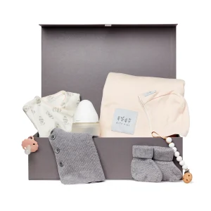 Coffret de naissance douceur mérinos - Imprimé rose