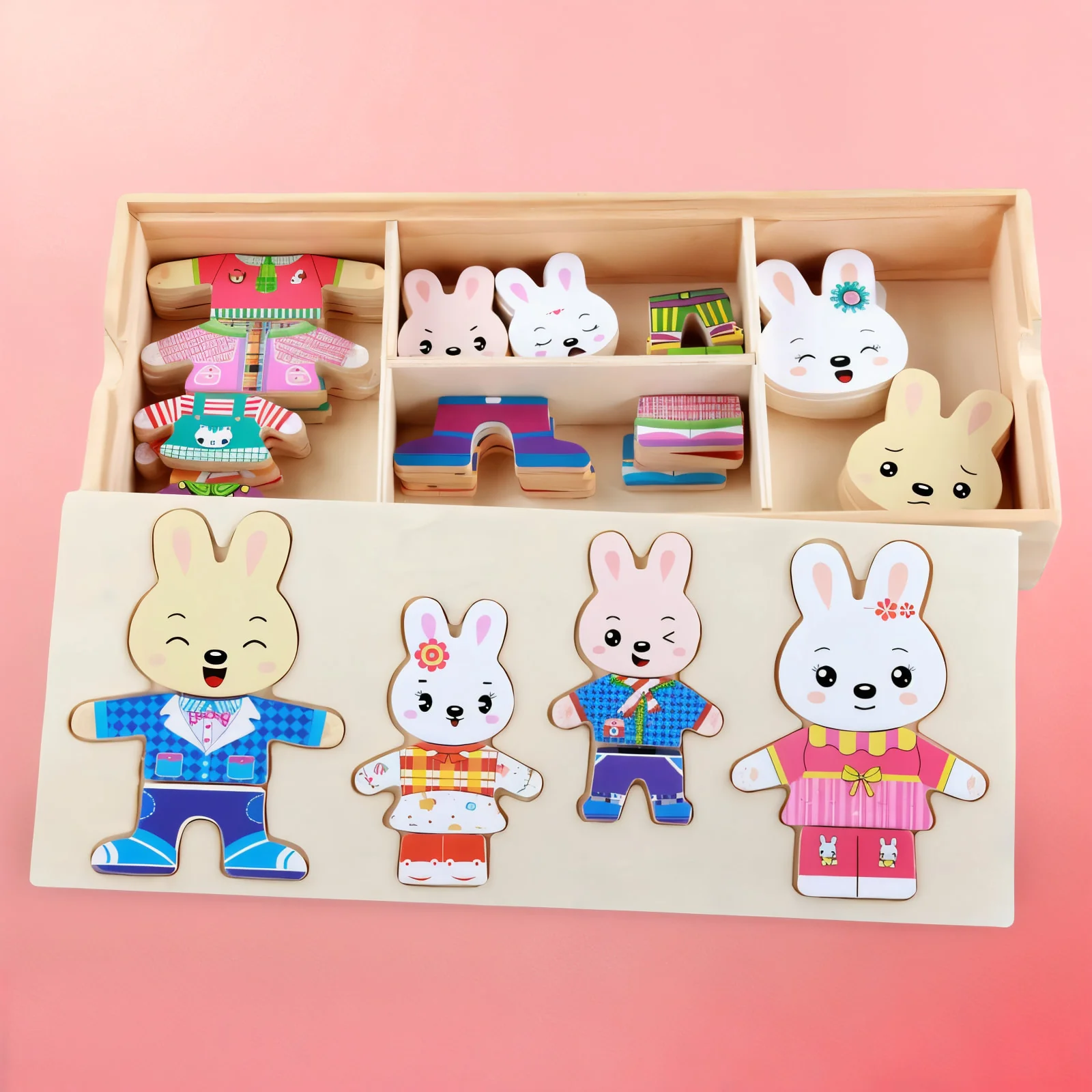 Puzzle Habillage en Bois – Éléphant & Ours à Habiller – Image 3