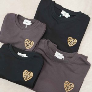 Sweat fille cœur léopard