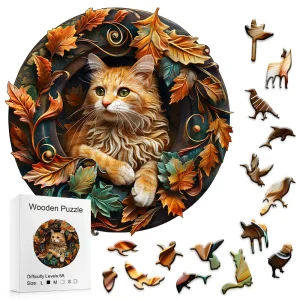 Puzzle en Bois Chat Élégant 🐱 – Un Félin Sophistiqué au Style Chic et Majestueux