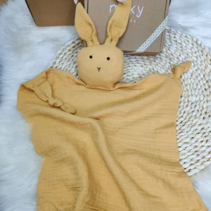 Doudou lange lapin moutarde