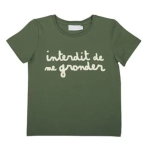 T-shirt Interdit De Me Gronder L'Interdit Kaki logo écru