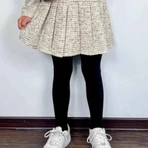 Jupe plissée effet tweed