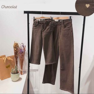 Pantalon large fille chocolat