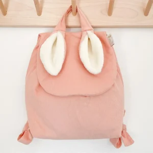 Sac à dos lapinou Velours Rose coquillage