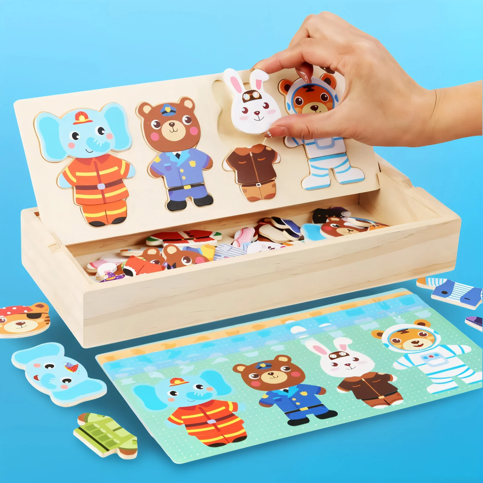 Puzzle Habillage en Bois – Éléphant & Ours à Habiller – Image 2